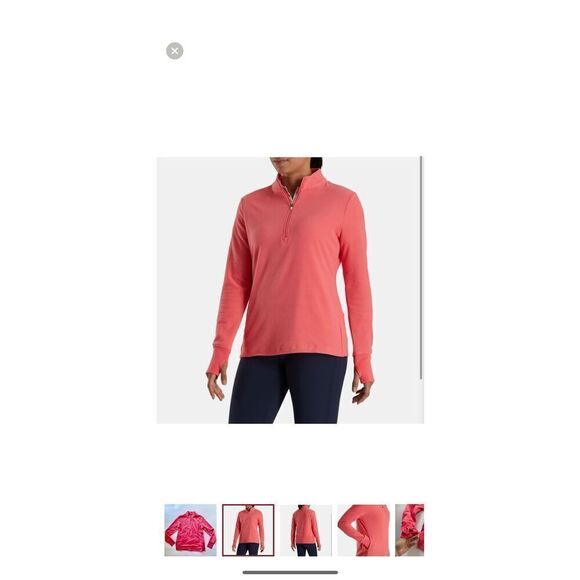 FootJoy Women’s Medium Half-Zip Fleece Mid-Layer Top Coral Pink - Picture 3 of 9
